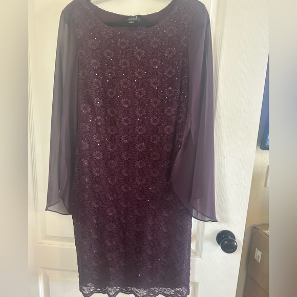 connected apparel Dresses & Skirts - NWOT Connected Apparel Deep Purple Long Sheer Sleeve Sequin Formal Dress Size 6